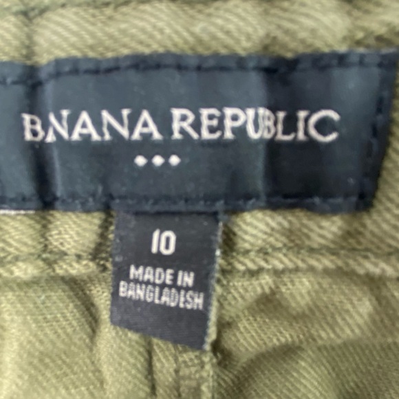 Banana Republic high belted waist olive drab green vegan cotton shorts wms sz 10 - Picture 3 of 14